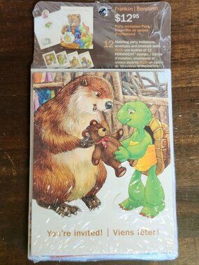 RARE CANADA POST Franklin the Turtle themed birthday party invitations BNIP